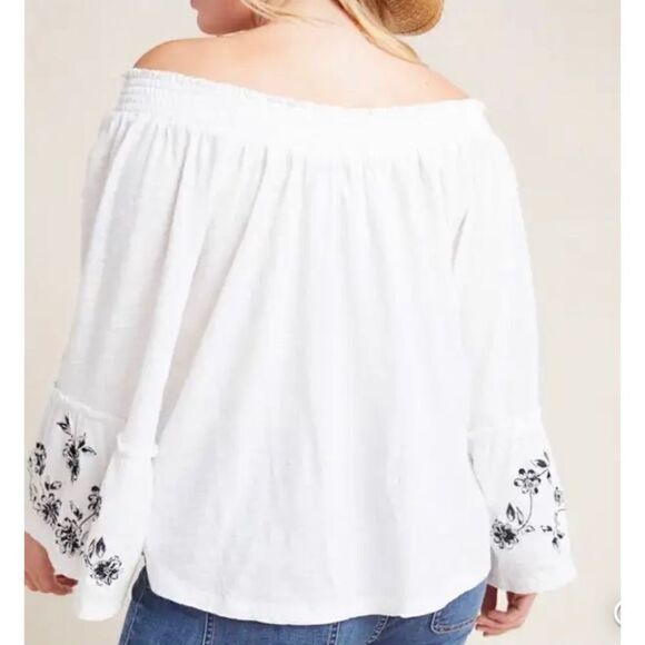 ANTHROPOLOGIE Annie Off the Shoulder Floral Embroidered Blouse boho - Picture 2 of 11